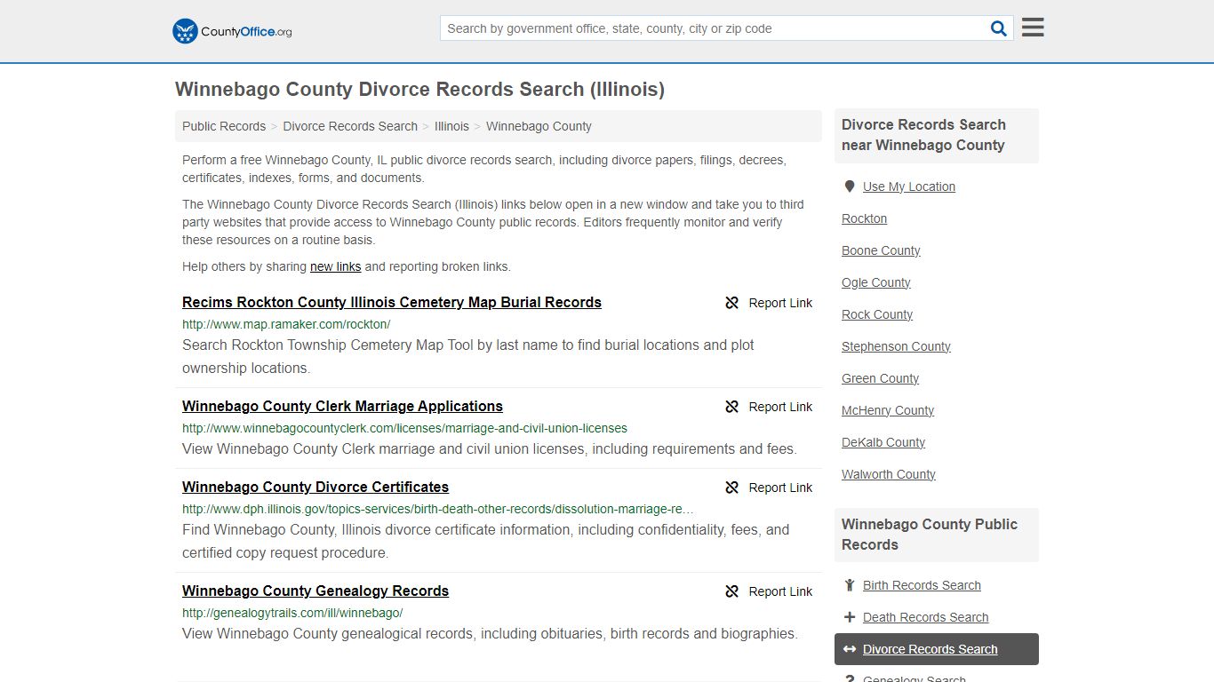 Winnebago County Divorce Records Search (Illinois) - County Office