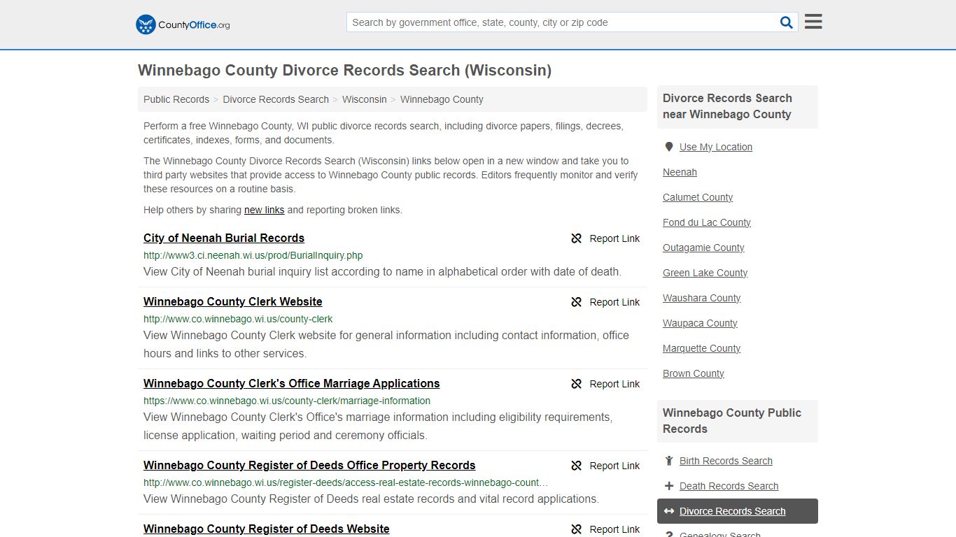 Divorce Records Search - Winnebago County, WI (Divorce Certificates ...
