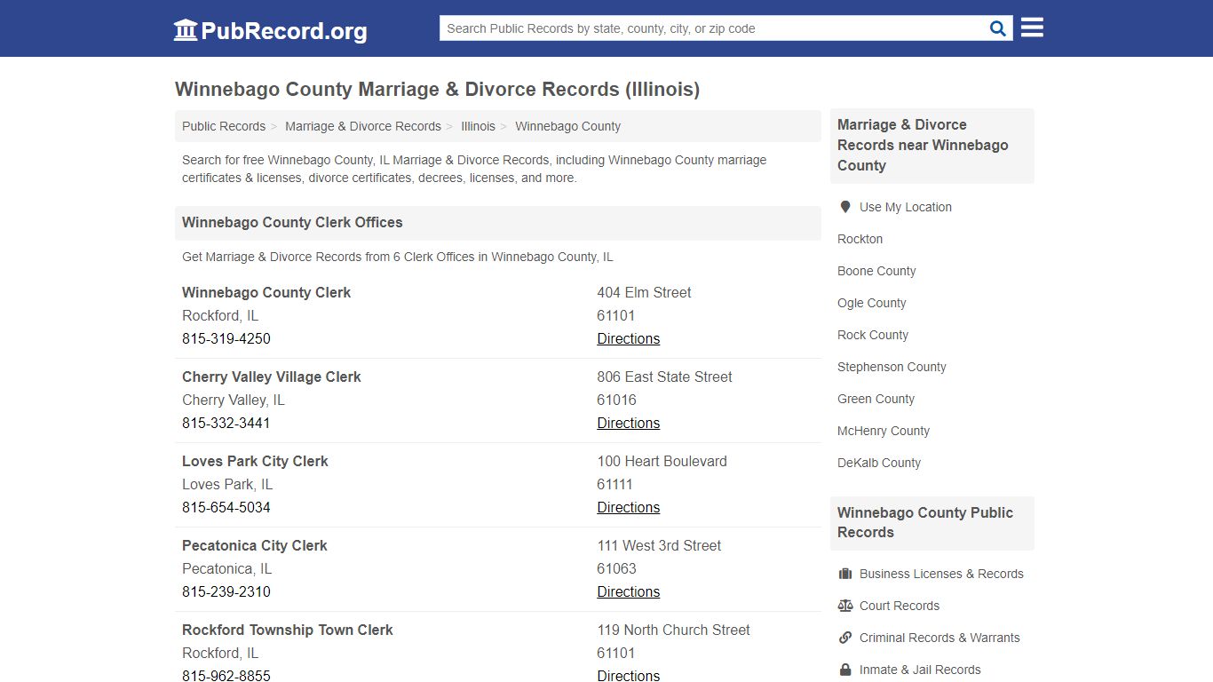 Winnebago County Marriage & Divorce Records (Illinois)